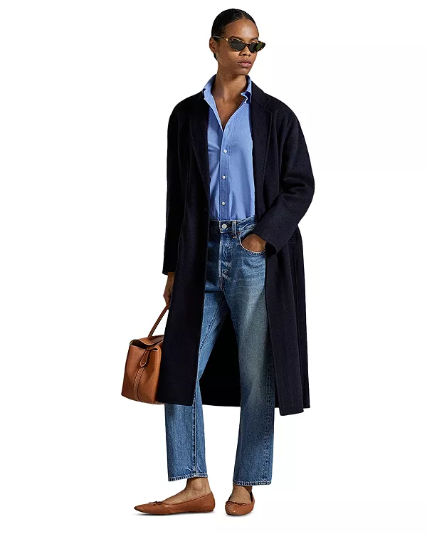 Двустороннее шерстяное пальто Ralph Lauren, синий
Двустороннее шерстяное пальто Ralph Lauren, синий