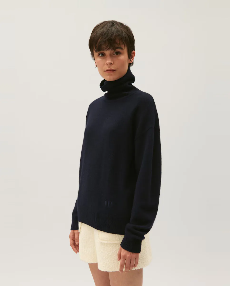 Женский кашемировый свитер темно-синего цвета Claudie Pierlot 
Женский кашемировый свитер темно-синего цвета Claudie Pierlot