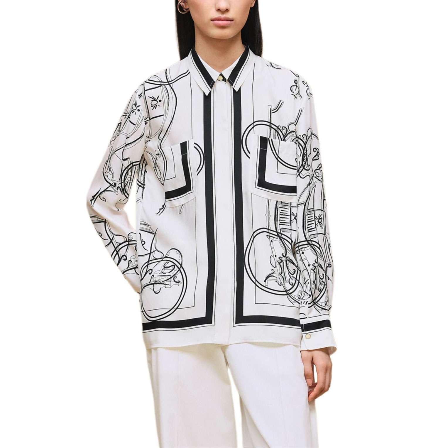 HERMES Рубашка Women's Pearl White Lapel Moderate
HERMES Рубашка Women's Pearl White Lapel Moderate