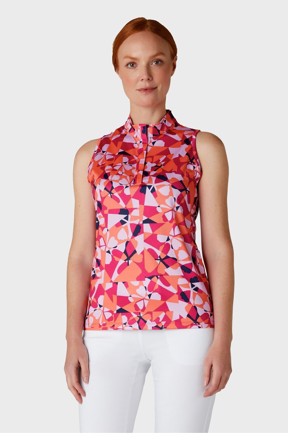 Рубашка поло без рукавов с геометрическим цветочным принтом Callaway Apparel, розовый
Рубашка поло без рукавов с геометрическим цветочным принтом Callaway Apparel, розовый