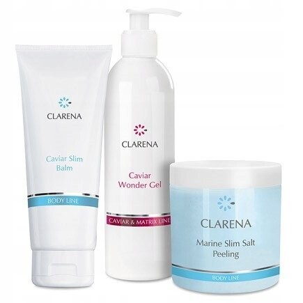 Набор косметики для тела для похудения Caviar Slim Balm 200 мл + Солевой пилинг Marine Slim 250 мл + Caviar Wonder Gel 250 мл, Clarena
Набор косметики для тела для похудения Caviar Slim Balm 200 мл + Солевой пилинг Marine Slim 250 мл + Caviar Wonder Gel 250 мл, Clarena