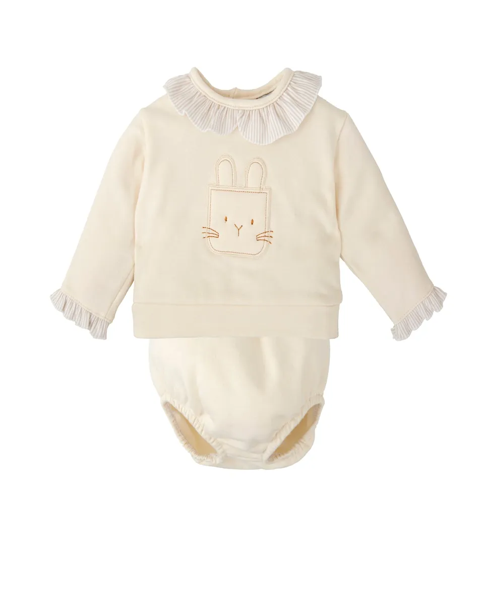 Комплект для девочки толстовка с воротником-воланом и подходящие трусики BABIDÚ, бежевый
Комплект для девочки толстовка с воротником-воланом и подходящие трусики BABIDÚ, бежевый