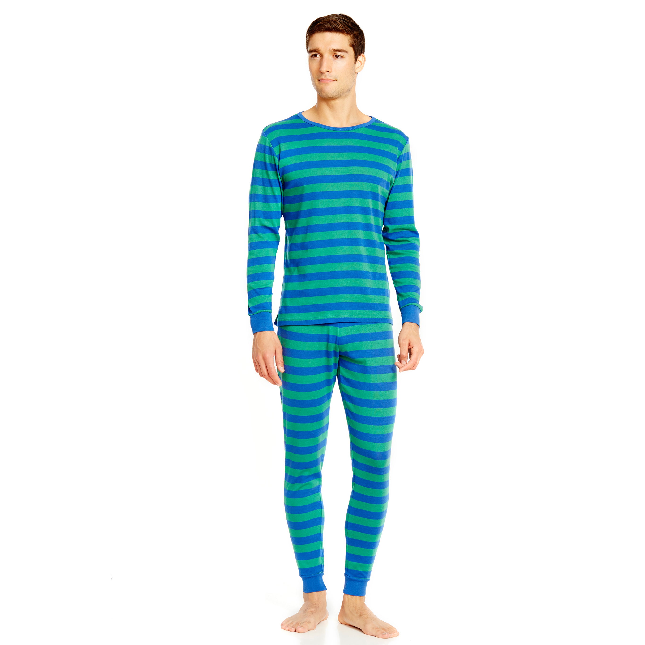 Мужская двухкомпонентная хлопковая пижама в полоску Leveret, синий/зеленый
Мужская двухкомпонентная хлопковая пижама в полоску Leveret, синий/зеленый