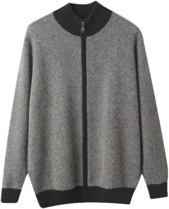 Мужской кардиган из 100% кашемира с длинными рукавами и воротником стойкой
Мужской кардиган из 100% кашемира с длинными рукавами и воротником стойкой