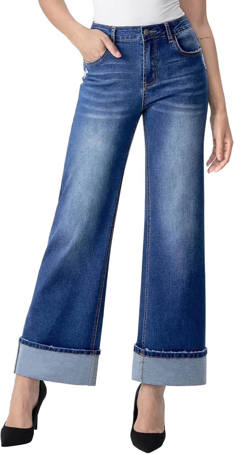 Женские джинсы с широкими штанинами и высокой посадкой Queenwin
Женские джинсы с широкими штанинами и высокой посадкой Queenwin