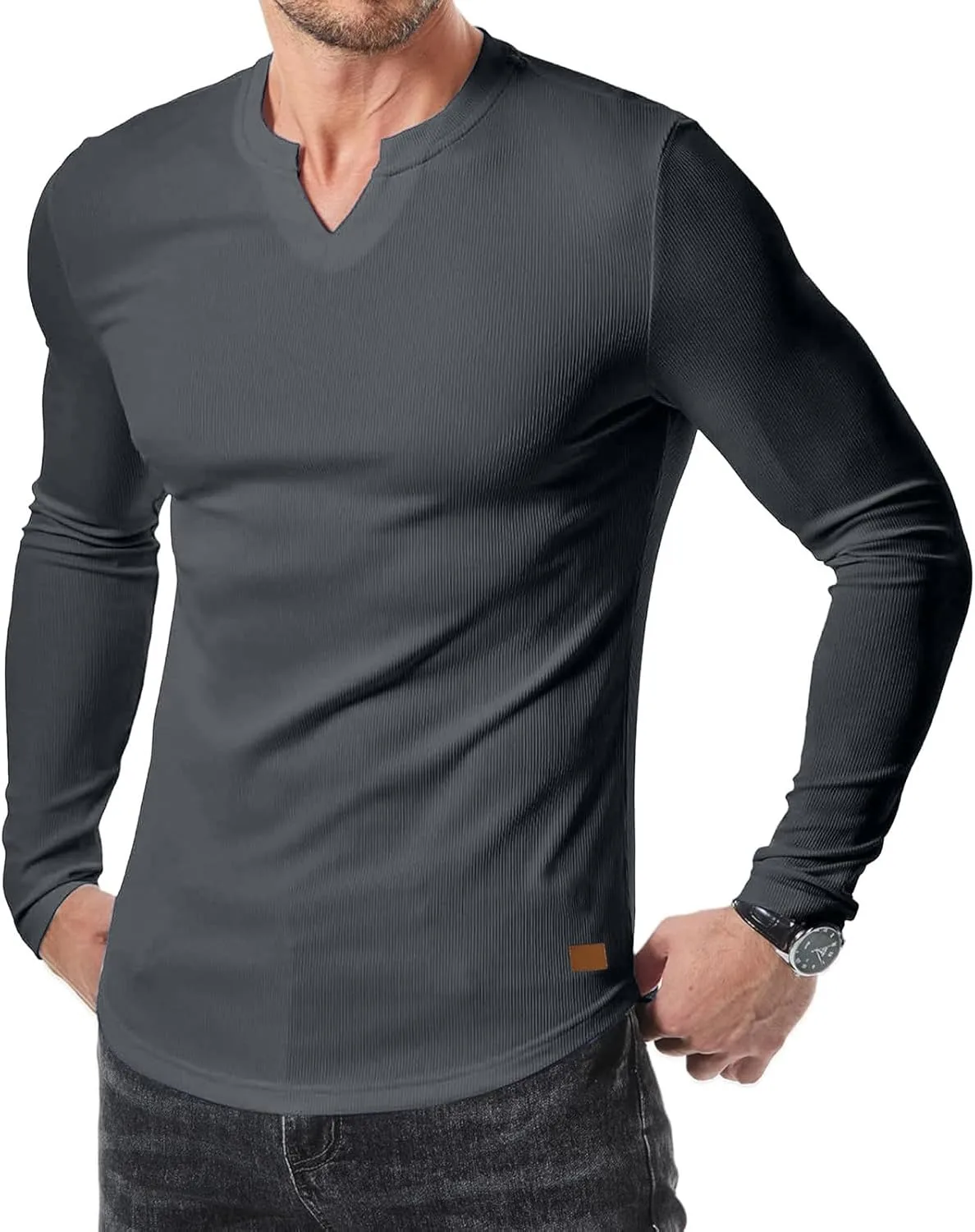Мужская футболка с длинным рукавом и V-образным вырезом, Slim Fit, Stretch
Мужская футболка с длинным рукавом и V-образным вырезом, Slim Fit, Stretch