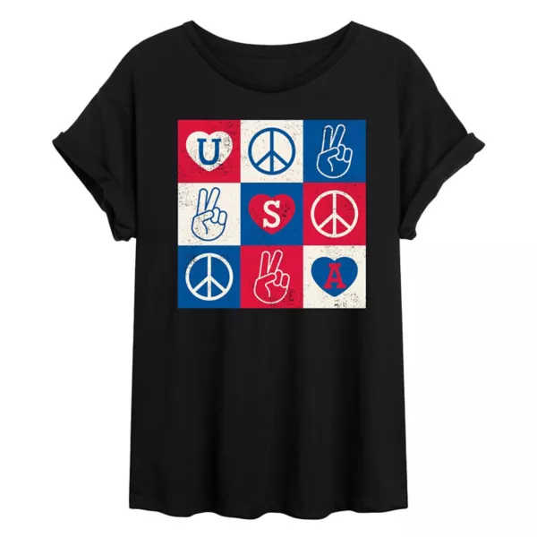 Футболка большого размера с надписью «USA Peace Grid» от Juniors Unbranded, черный
Футболка большого размера с надписью «USA Peace Grid» от Juniors Unbranded, черный