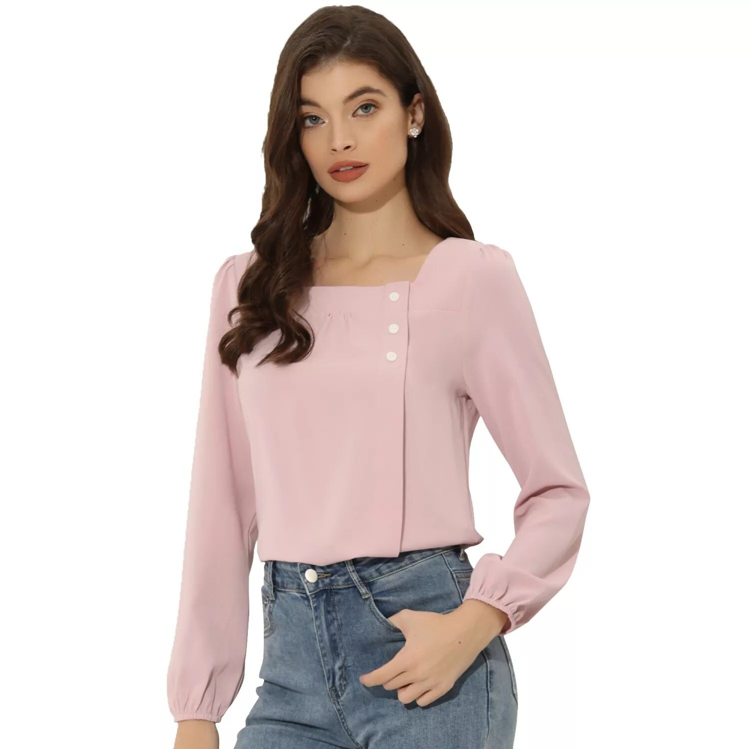 Женский повседневный однотонный топ с квадратным вырезом и декором пуговиц ALLEGRA K, серо-голубой
Женский повседневный однотонный топ с квадратным вырезом и декором пуговиц ALLEGRA K, серо-голубой