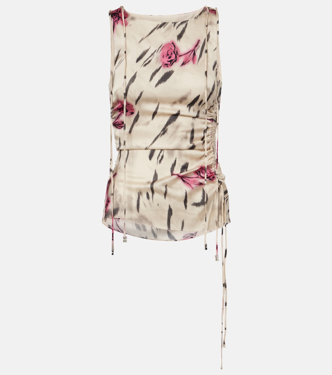 Цветочный топ из сатина с рюшами Ganni, Egret
Цветочный топ из сатина с рюшами Ganni, Egret