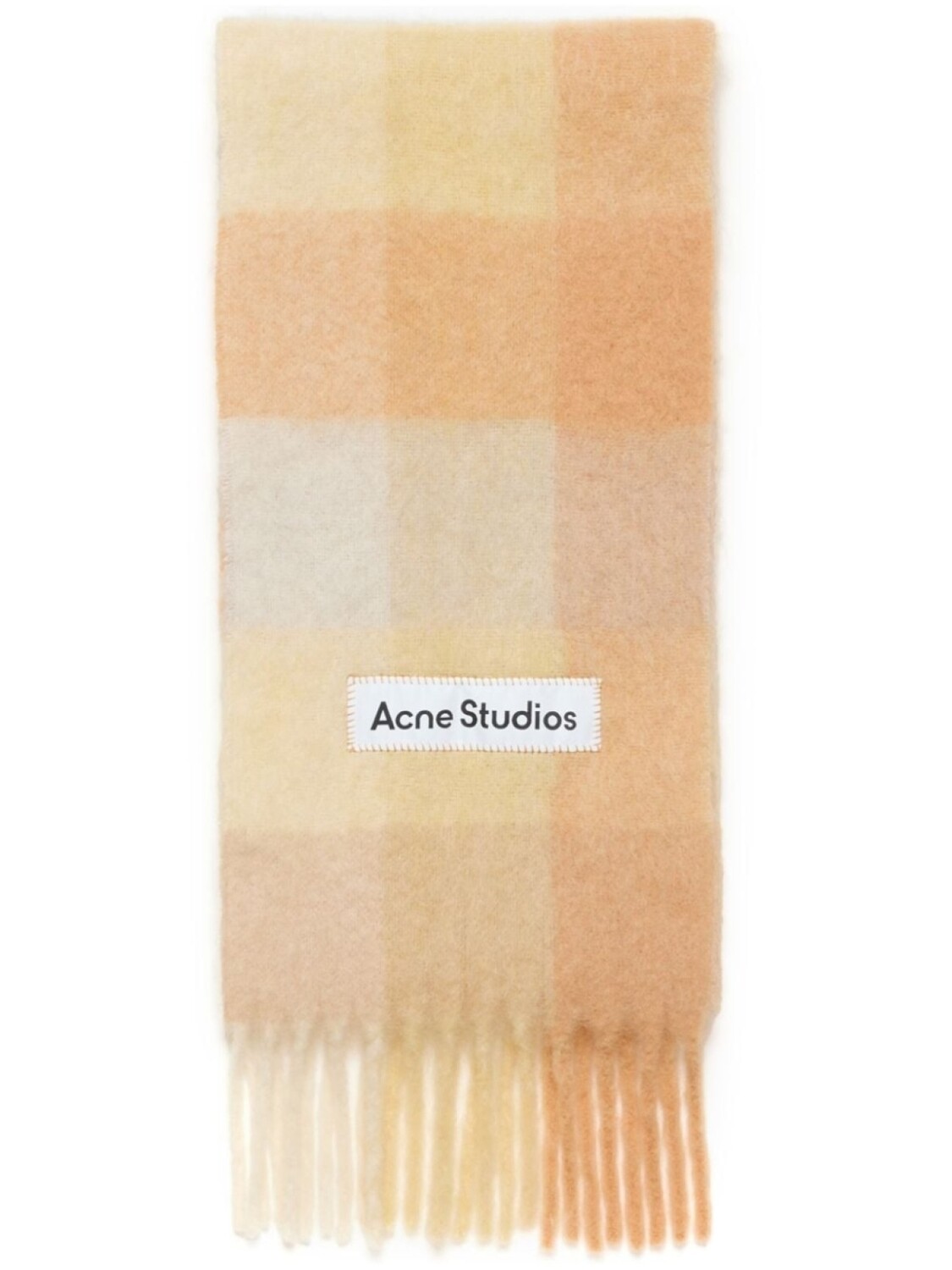 Клетчатый шарф с аппликацией логотипа Acne Studios, нейтральный цвет 
Клетчатый шарф с аппликацией логотипа Acne Studios, нейтральный цвет