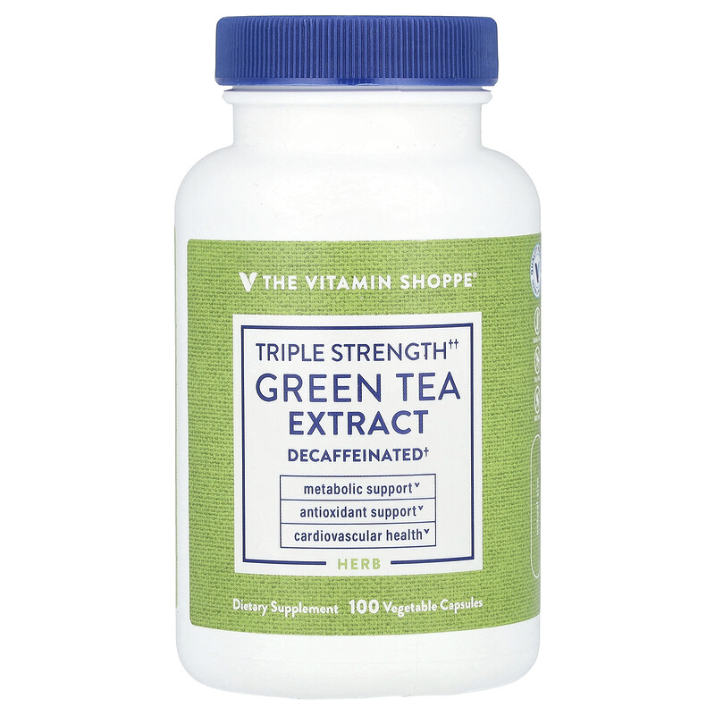 The Vitamin Shoppe, Экстракт зеленого чая, тройная сила действия, без кофеина, 100 растительных капсул
The Vitamin Shoppe, Экстракт зеленого чая, тройная сила действия, без кофеина, 100 растительных капсул