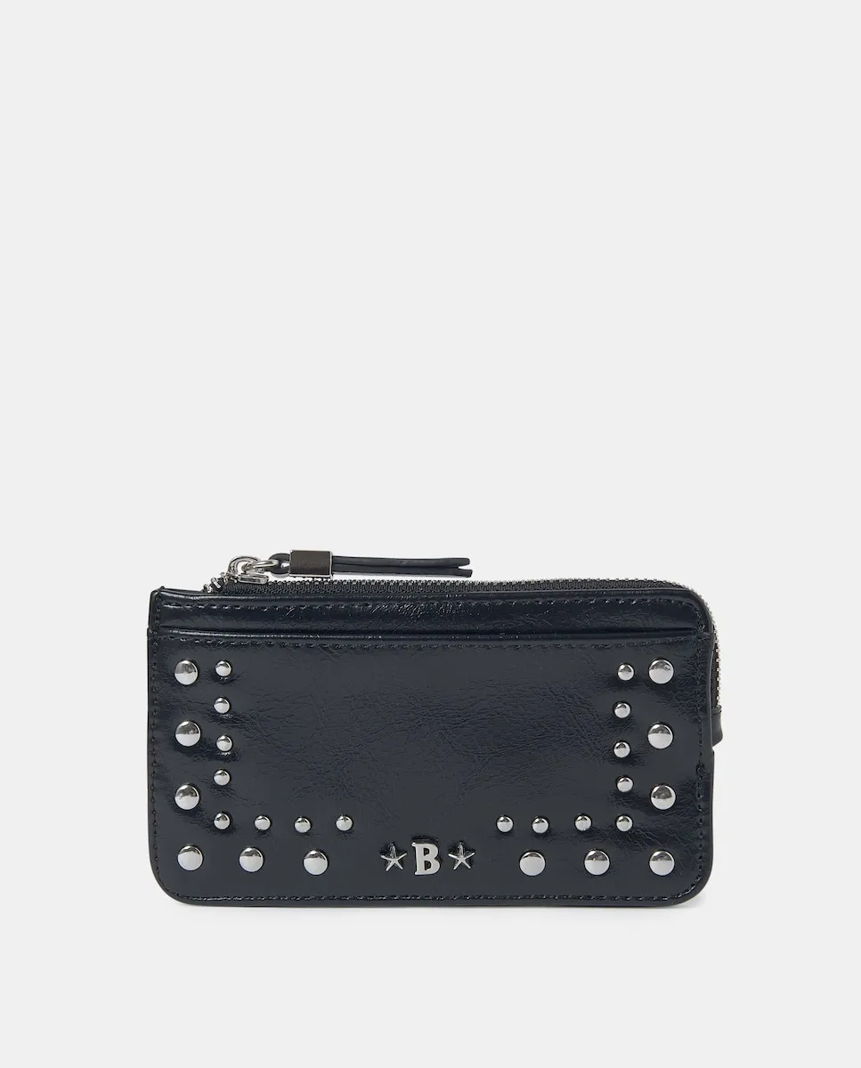 Женский кошелек для карточек черного цвета на молнии Brownie, черный 
Женский кошелек для карточек черного цвета на молнии Brownie, черный