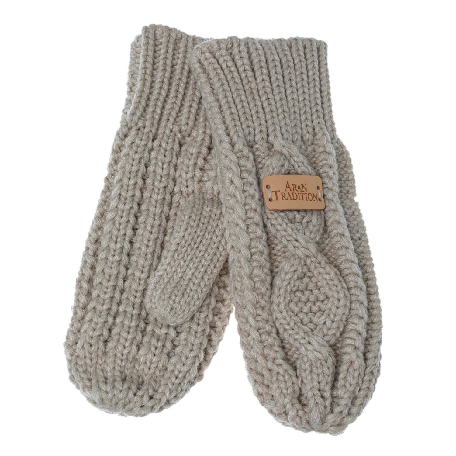 Классические варежки косой вязки Aran Aran Traditions, бежевый 
Классические варежки косой вязки Aran Aran Traditions, бежевый