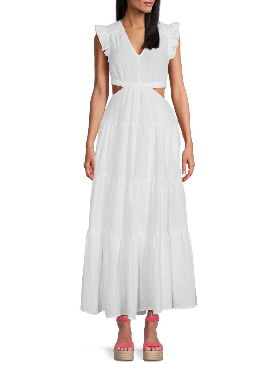 Многоярусное хлопковое платье-миди А-силуэта DKNY, белый
Многоярусное хлопковое платье-миди А-силуэта DKNY, белый