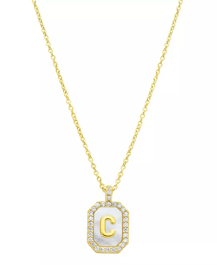 Ожерелье с инициалами из белого перламутра, покрытого 14-каратным золотом ADORNIA, белый 
Ожерелье с инициалами из белого перламутра, покрытого 14-каратным золотом ADORNIA, белый