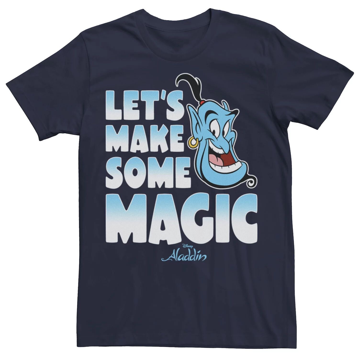 Мужская футболка Aladdin Genie Let's Make Some Magic с градиентным текстом Disney
Мужская футболка Aladdin Genie Let's Make Some Magic с градиентным текстом Disney