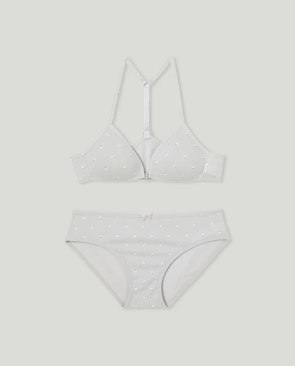 Девичий бюстгальтер на пуговицах и трусики Cotton Juice, серый
Девичий бюстгальтер на пуговицах и трусики Cotton Juice, серый