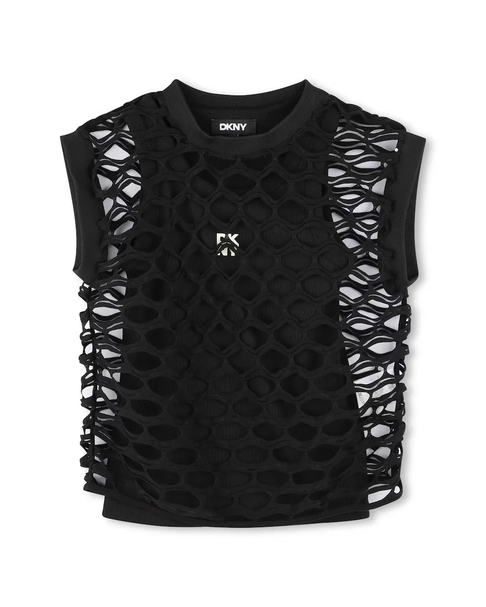 Черная футболка для девочек без рукавов DKNY, чёрный
Черная футболка для девочек без рукавов DKNY, чёрный