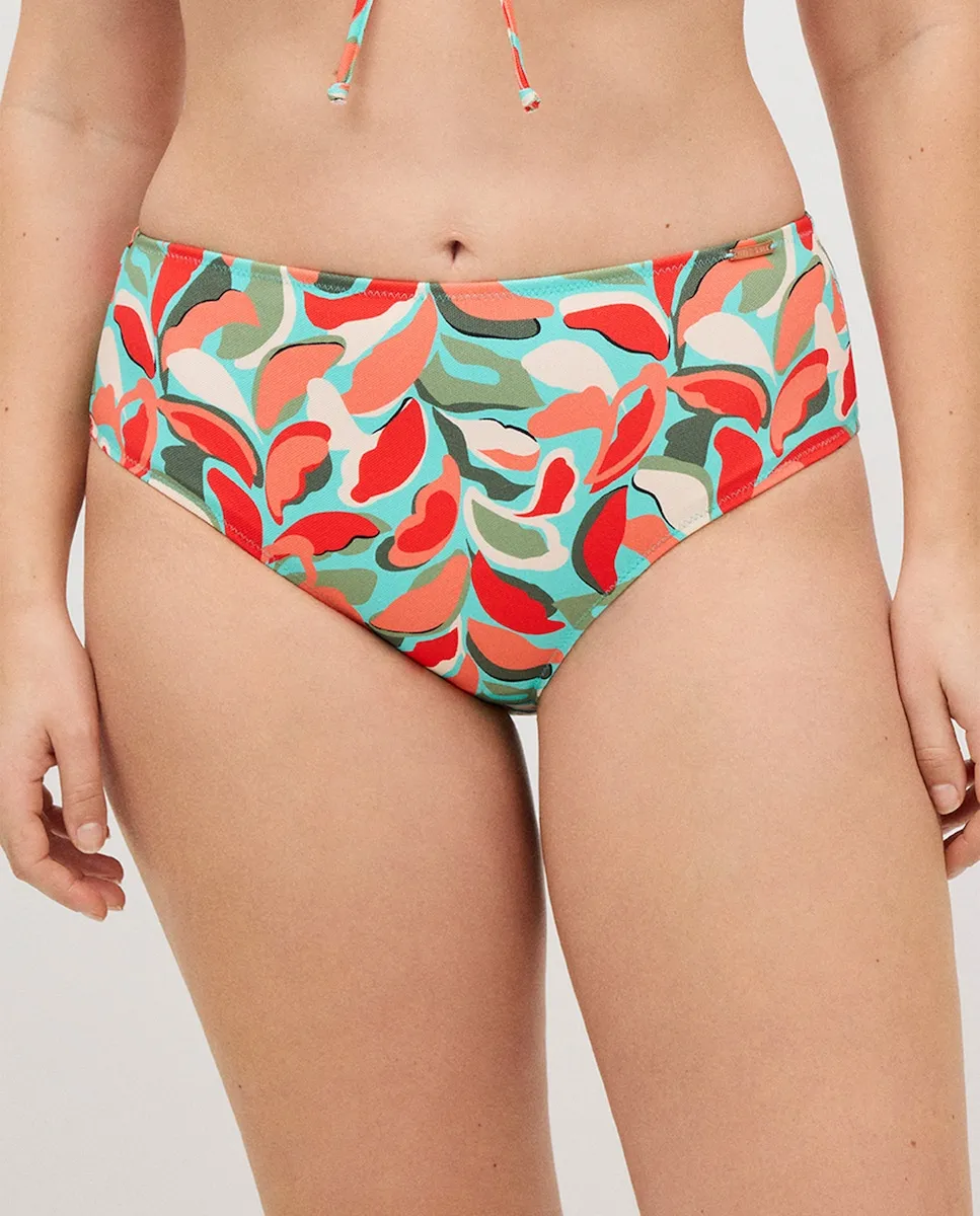 Плавки бикини с высокой талией из микропике и принтом в виде листьев Ysabel Mora, мультиколор 
Плавки бикини с высокой талией из микропике и принтом в виде листьев Ysabel Mora, мультиколор