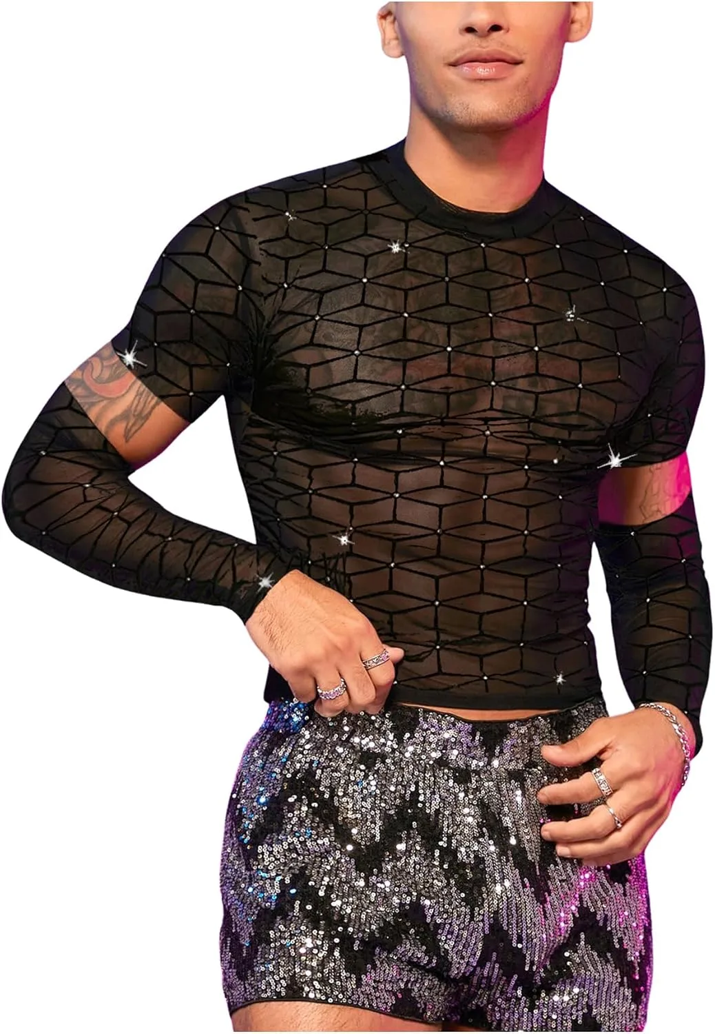 Мужская футболка SHENHE с вырезами и сетчатыми вставками
Мужская футболка SHENHE с вырезами и сетчатыми вставками