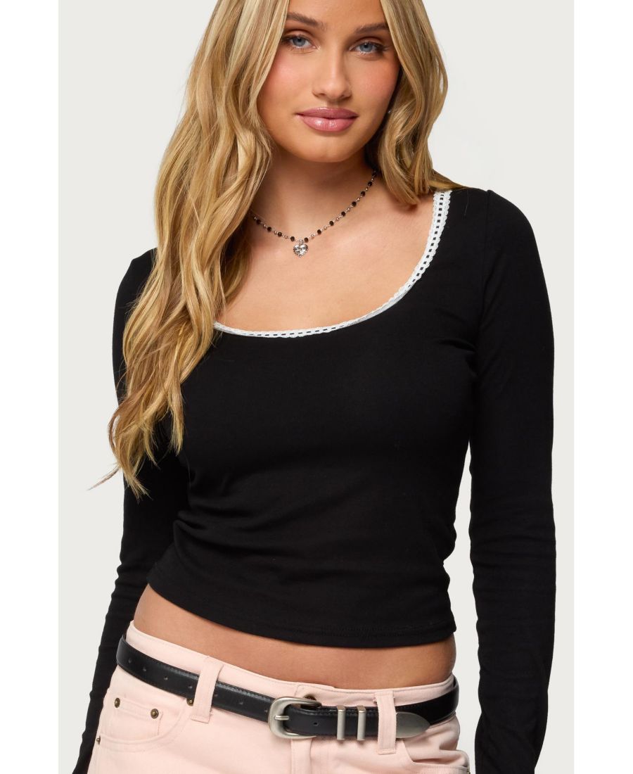 Женская блузка с длинными рукавами и контрастной кружевной отделкой Edikted, Black
Женская блузка с длинными рукавами и контрастной кружевной отделкой Edikted, Black