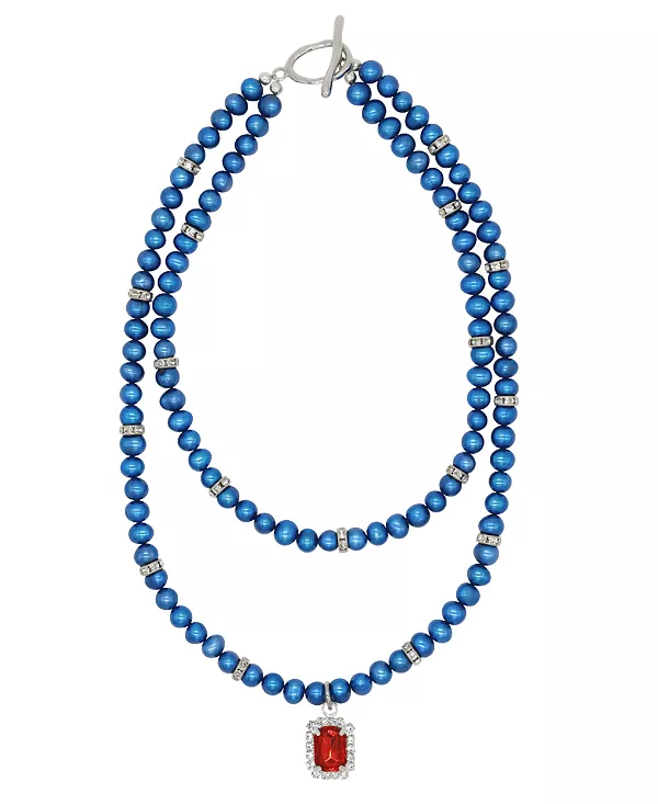 Двойное ожерелье из пресноводного голубого жемчуга с красным прямоугольным шармом Velvet Luna, blue
Двойное ожерелье из пресноводного голубого жемчуга с красным прямоугольным шармом Velvet Luna, blue