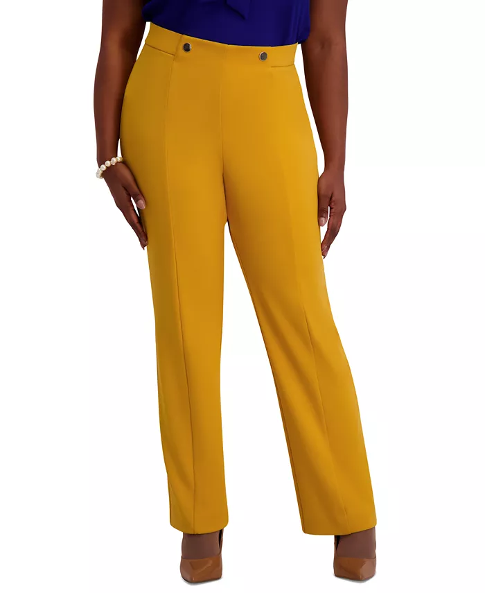 Брюки с заклепками на высокой талии без застежки, Regular & Plus Kasper, золотой 
Брюки с заклепками на высокой талии без застежки, Regular & Plus Kasper, золотой