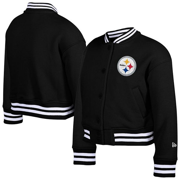 Черная молодежная куртка Pittsburgh Steelers с аппликацией из синели на молнии New Era
Черная молодежная куртка Pittsburgh Steelers с аппликацией из синели на молнии New Era