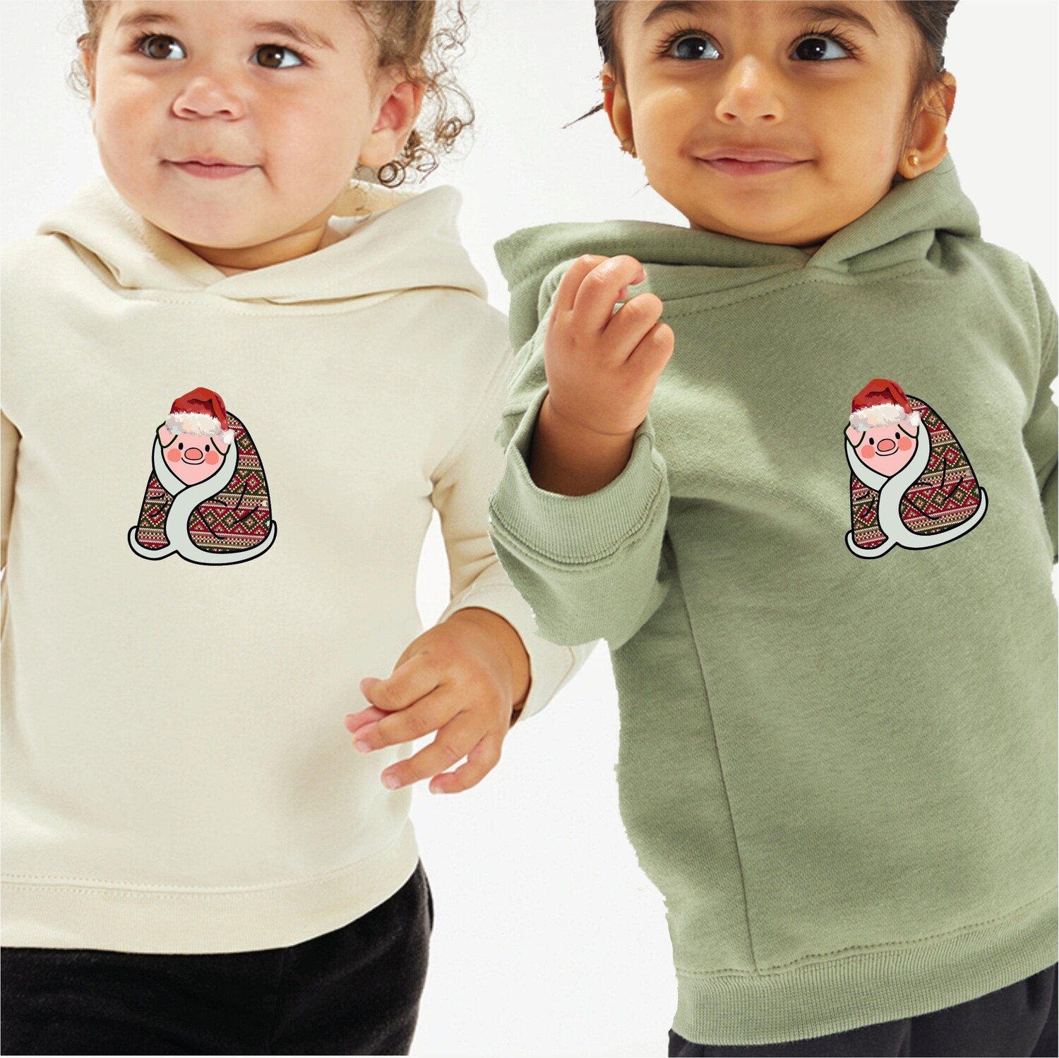 Детское рождественское худи «Свинья в одеяле» The Alphabet Gift Shop, зеленый 
Детское рождественское худи «Свинья в одеяле» The Alphabet Gift Shop, зеленый