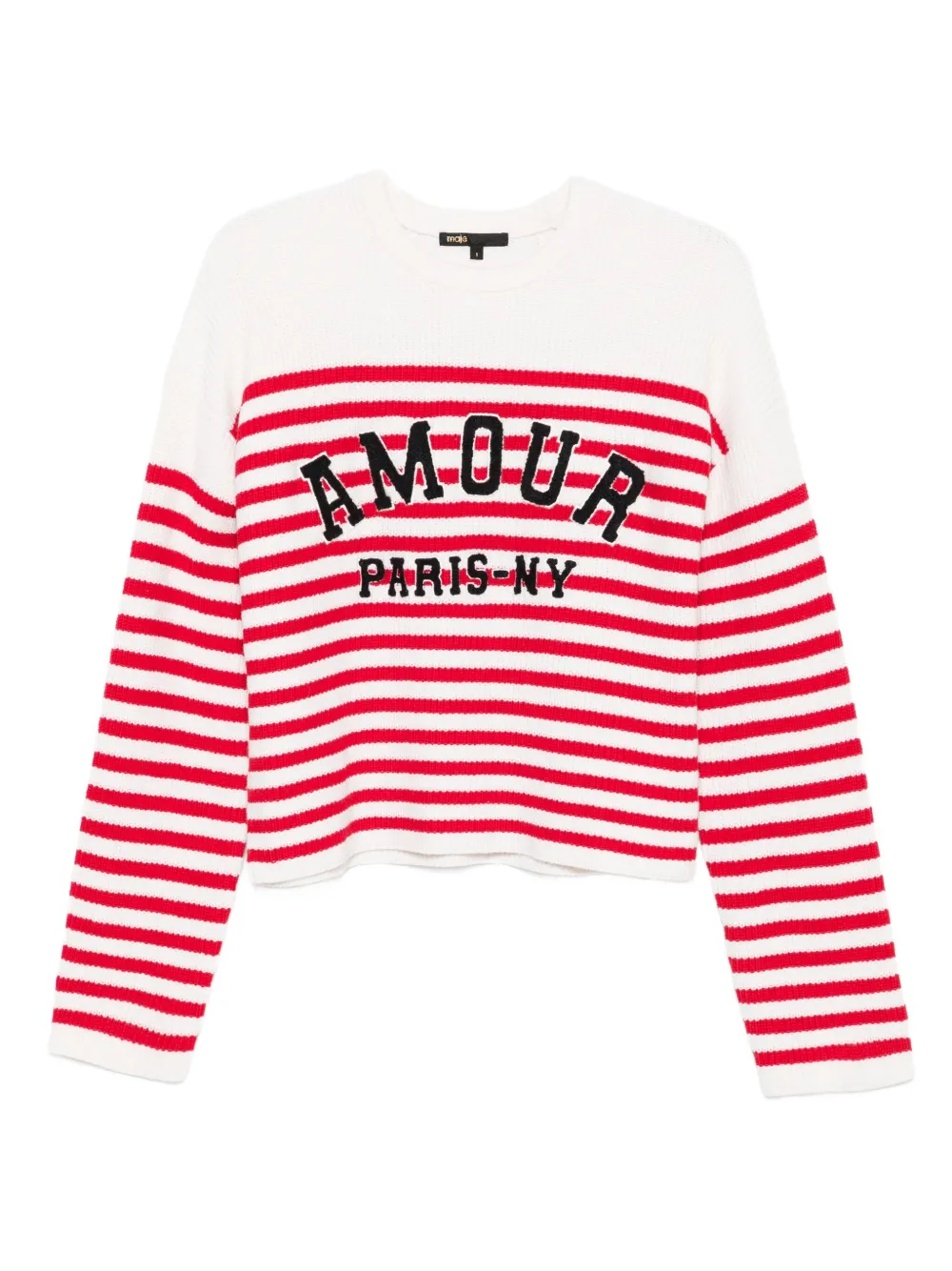 Полосатый свитер с вышивкой Maje, нейтральный
Полосатый свитер с вышивкой Maje, нейтральный