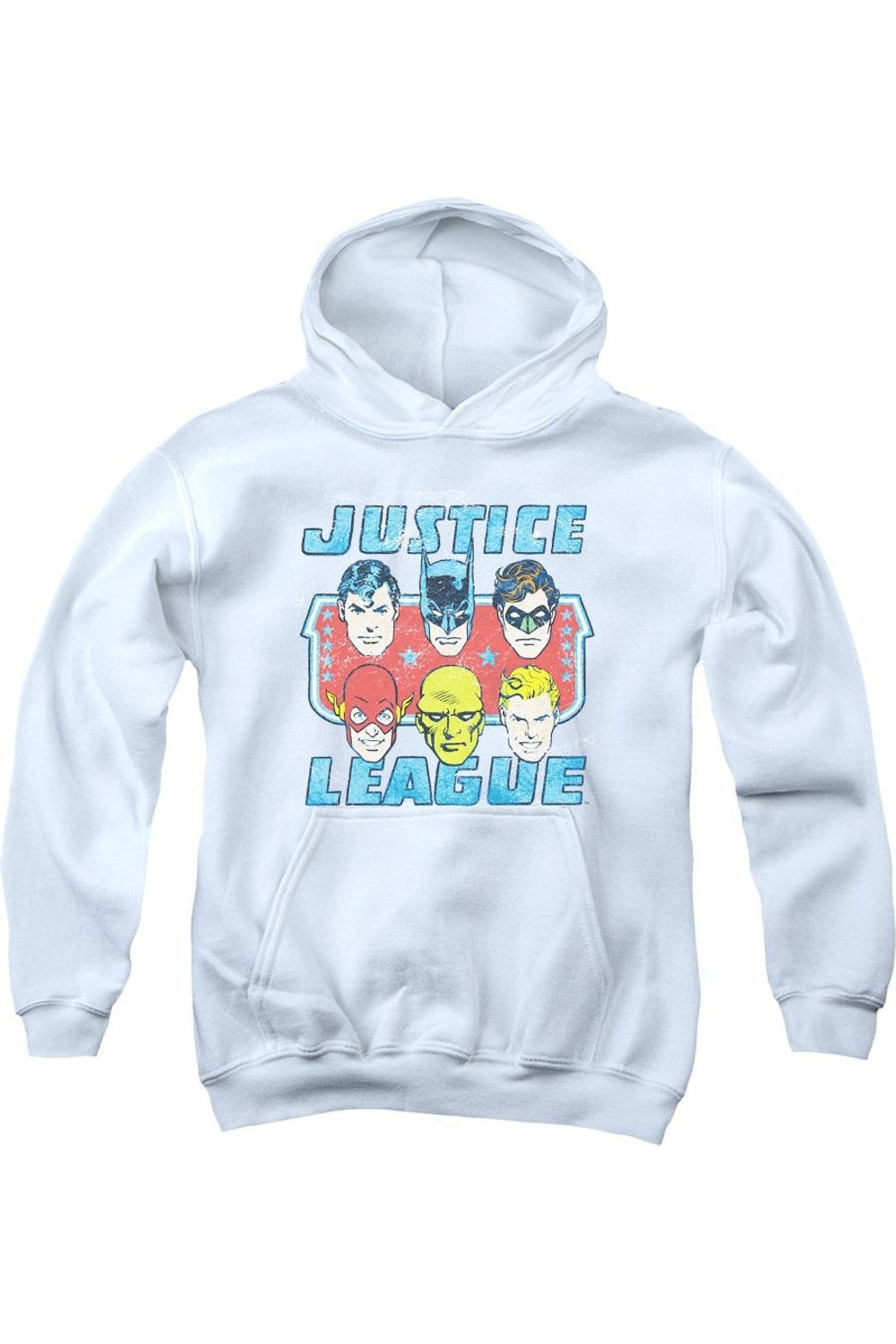 DC Comics Лица Правосудия молодежная толстовка с капюшоном Gildan, белый
DC Comics Лица Правосудия молодежная толстовка с капюшоном Gildan, белый