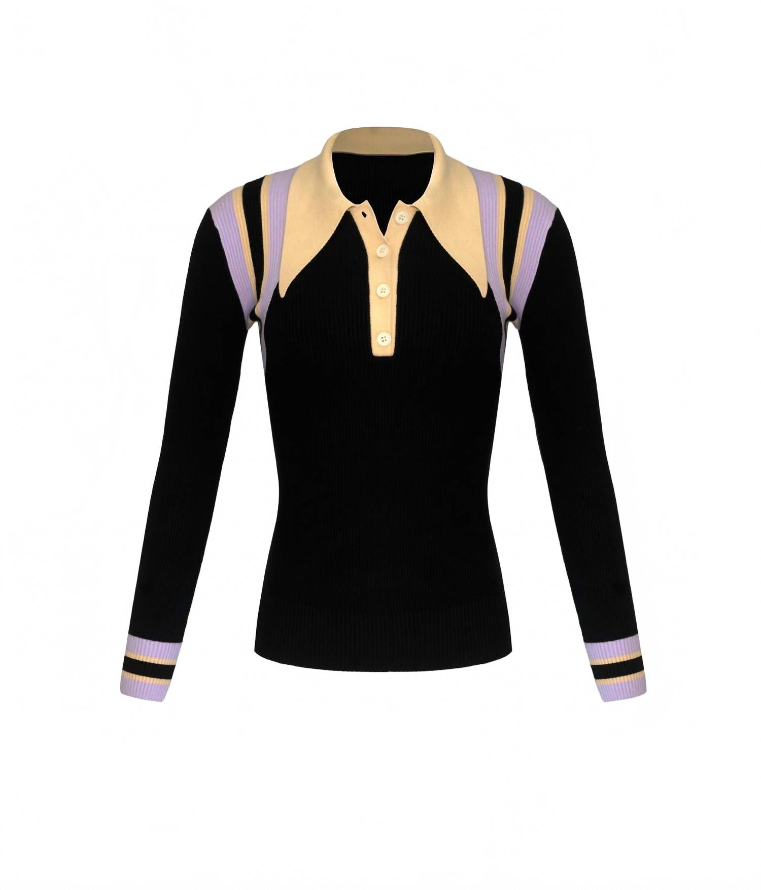 JOOSTRICOT Женская поло с длинными рукавами из трикотажа «персиковая кожа» в цвете «шеврон»
JOOSTRICOT Женская поло с длинными рукавами из трикотажа «персиковая кожа» в цвете «шеврон»