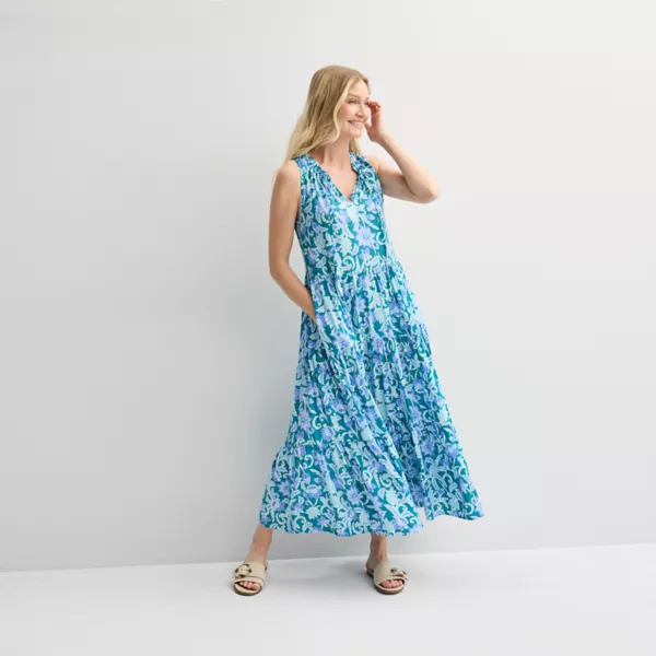Женское струящееся многоярусное платье макси без рукавов Croft & Barrow, цвет teal blue fun garden
Женское струящееся многоярусное платье макси без рукавов Croft & Barrow, цвет teal blue fun garden