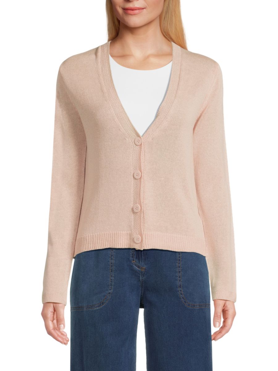 Кардиган из льняной ткани с V-образным вырезом и застежкой на пуговицы спереди Max Studio, цвет Blush
Кардиган из льняной ткани с V-образным вырезом и застежкой на пуговицы спереди Max Studio, цвет Blush