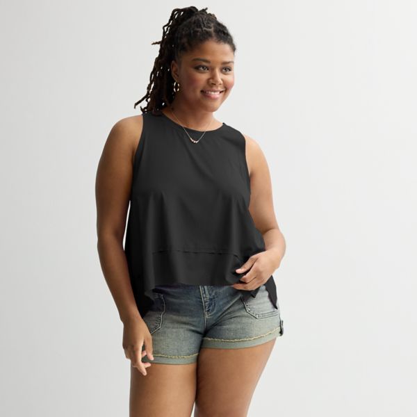 Длинный укороченный свободный топ для подростков больших размеров So, черный 
Длинный укороченный свободный топ для подростков больших размеров So, черный