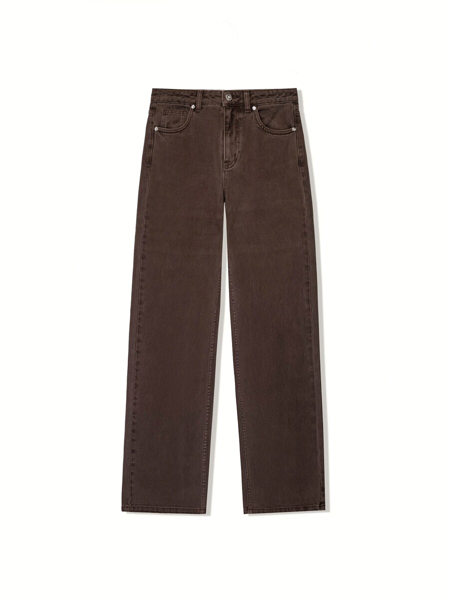 Джинсы с широкими штанинами Bershka, темно-коричневый 
Джинсы с широкими штанинами Bershka, темно-коричневый