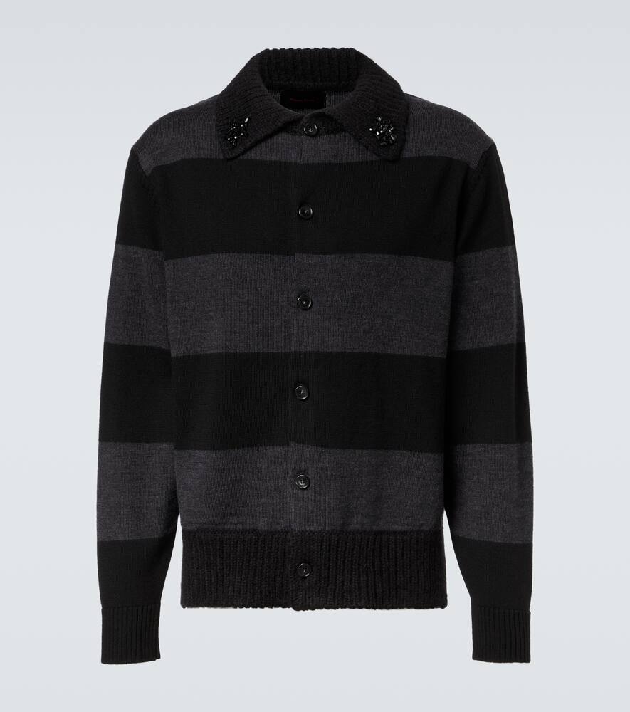 Украшенный полосатый шерстяной кардиган Simone Rocha, Charcoal/Black/Jet
Украшенный полосатый шерстяной кардиган Simone Rocha, Charcoal/Black/Jet