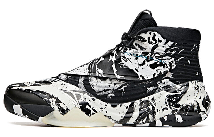 Баскетбольные кроссовки KT6 мужские высокие черные/белые/минерально-синие Anta 
Баскетбольные кроссовки KT6 мужские высокие черные/белые/минерально-синие Anta