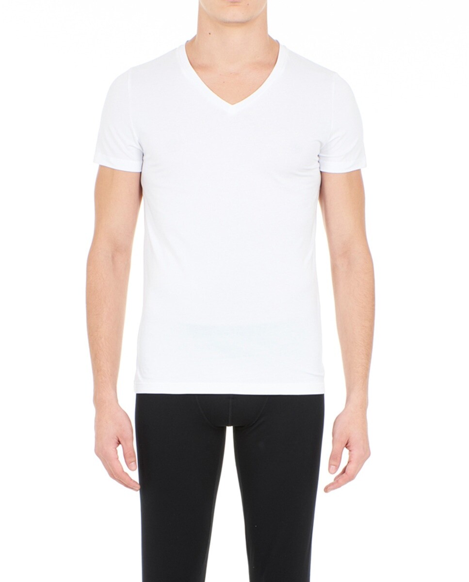 Мужская белая хлопковая майка с короткими рукавами Hom, белый 
Мужская белая хлопковая майка с короткими рукавами Hom, белый