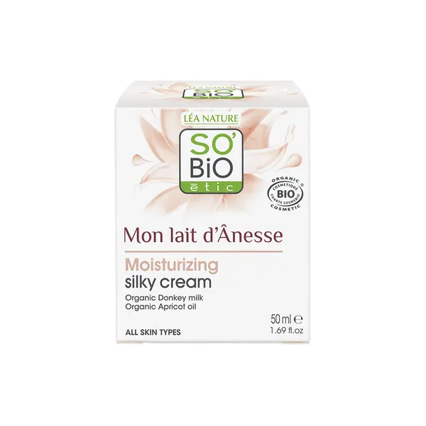 Шелковистый увлажняющий крем с ослиным молоком для лица, 50 мл So'Bio Etic
Шелковистый увлажняющий крем с ослиным молоком для лица, 50 мл So'Bio Etic