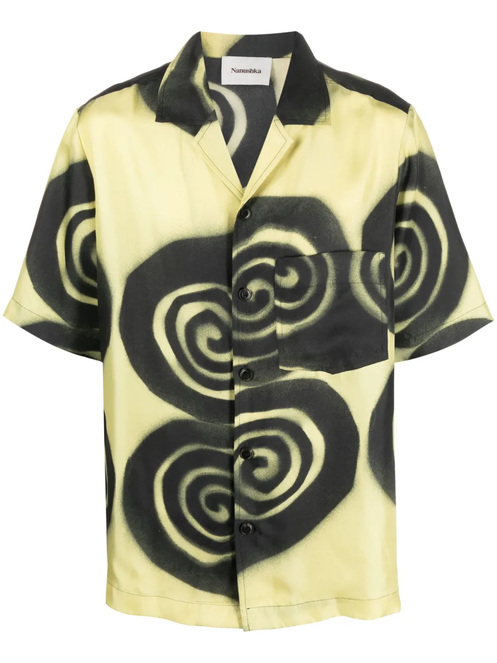 Шелковая рубашка с графичным принтом Nanushka, желтый
Шелковая рубашка с графичным принтом Nanushka, желтый