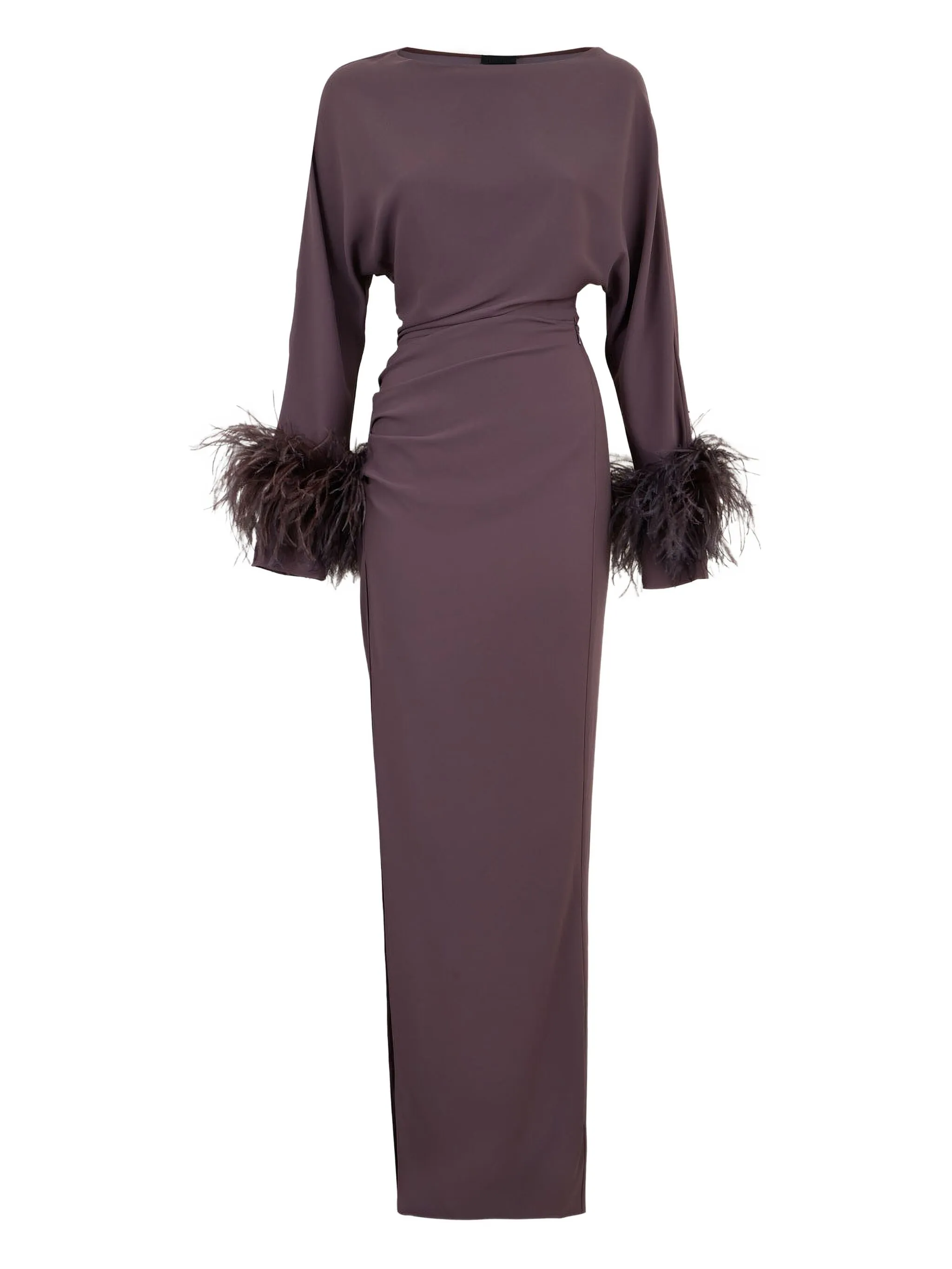 Платье макси с длинными рукавами и перьями Lapointe, коричневый
Платье макси с длинными рукавами и перьями Lapointe, коричневый