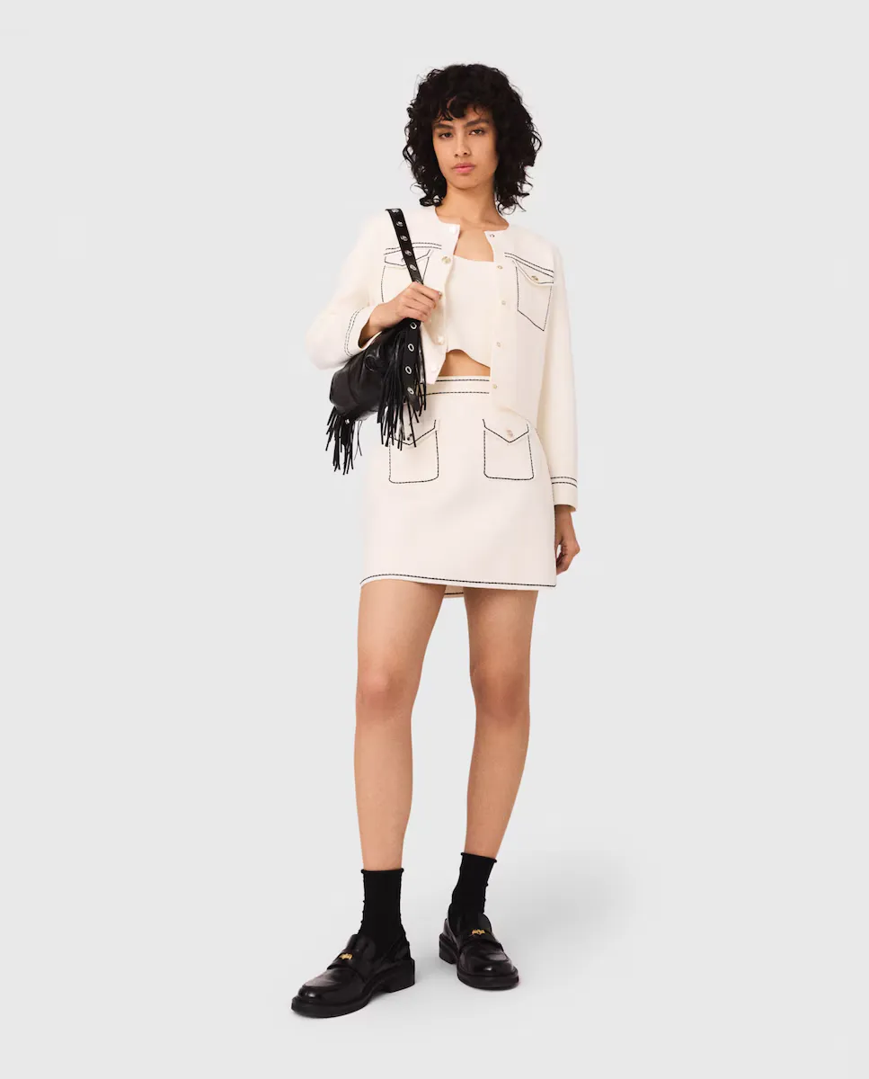 Короткая юбка из трикотажа с прострочкой Maje, белый
Короткая юбка из трикотажа с прострочкой Maje, белый