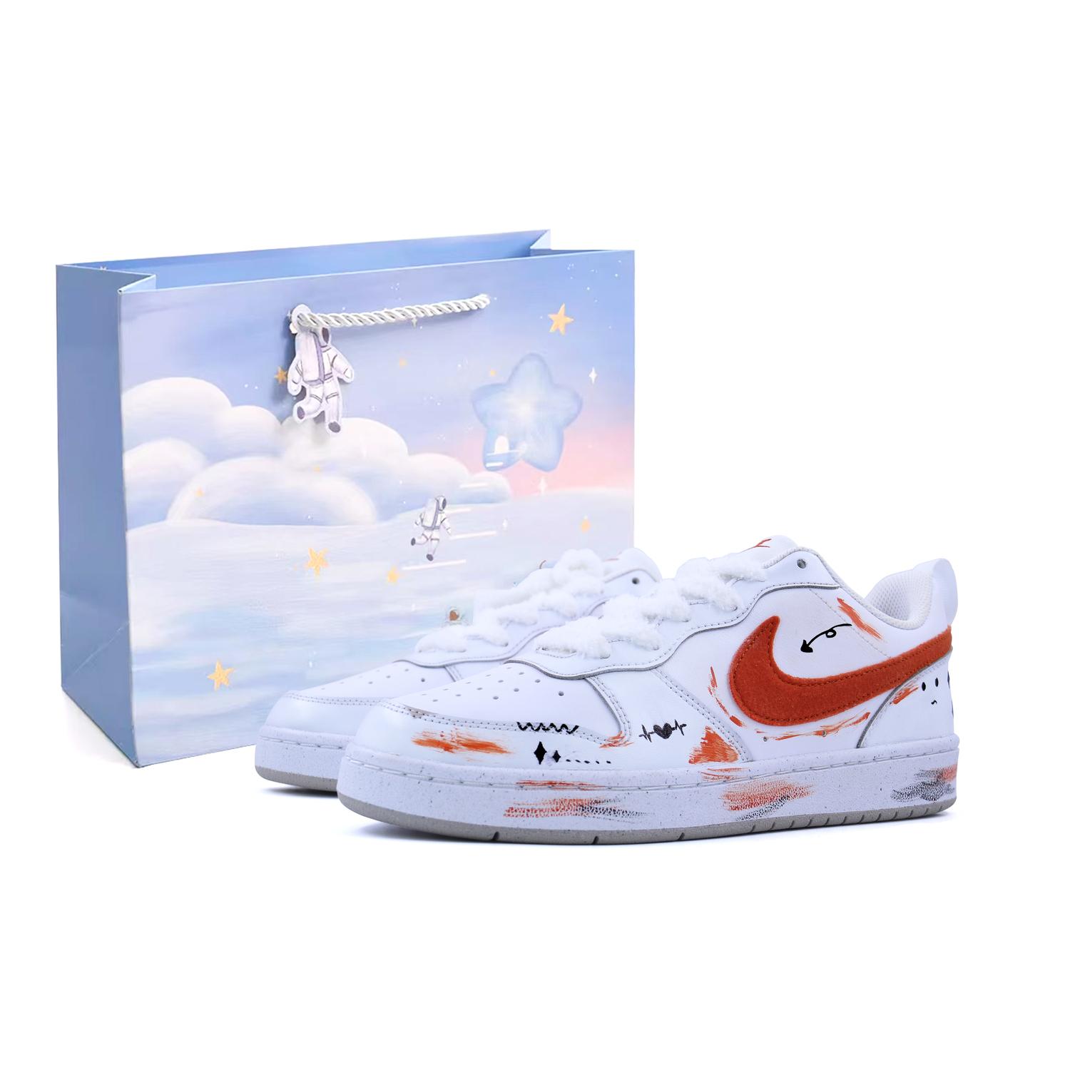 Nike Court Borough Shopping Bag, Ivory Sweet Orange Synthetic Leather Lightweight Cushioning Low top
Nike Court Borough Shopping Bag, Ivory Sweet Orange Synthetic Leather Lightweight Cushioning Low top