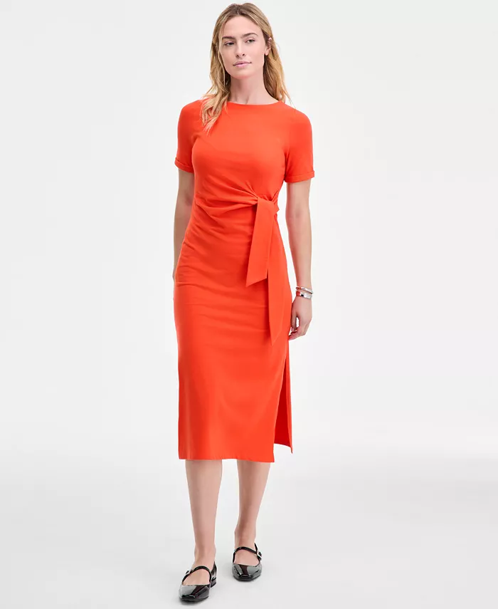 Женское платье с круглым вырезом и завязкой On 34th, оранжевый
Женское платье с круглым вырезом и завязкой On 34th, оранжевый