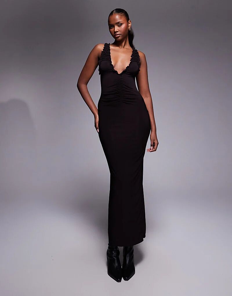 Платье миди без рукавов с присборенным вырезом ASOS DESIGN шоколадного цвета
Платье миди без рукавов с присборенным вырезом ASOS DESIGN шоколадного цвета