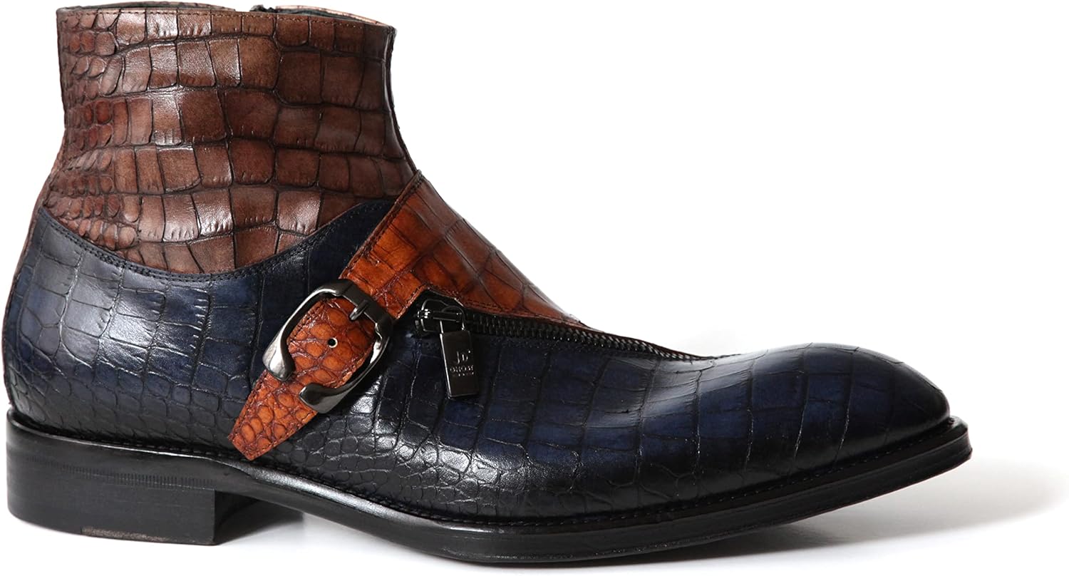 Кожаные ботинки Jo Ghost 846 итальянского производства с многоцветным принтом под крокодила, застежкой-молнией и пряжкой, синий/коричневый
Кожаные ботинки Jo Ghost 846 итальянского производства с многоцветным принтом под крокодила, застежкой-молнией и пряжкой, синий/коричневый