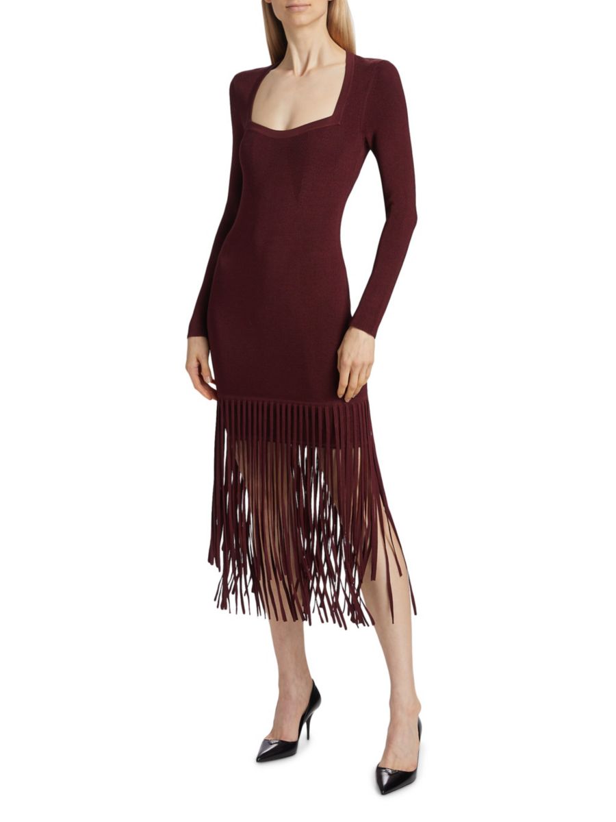 Платье-миди Mila с бахромой и длинными рукавами Toccin, бордовый
Платье-миди Mila с бахромой и длинными рукавами Toccin, бордовый