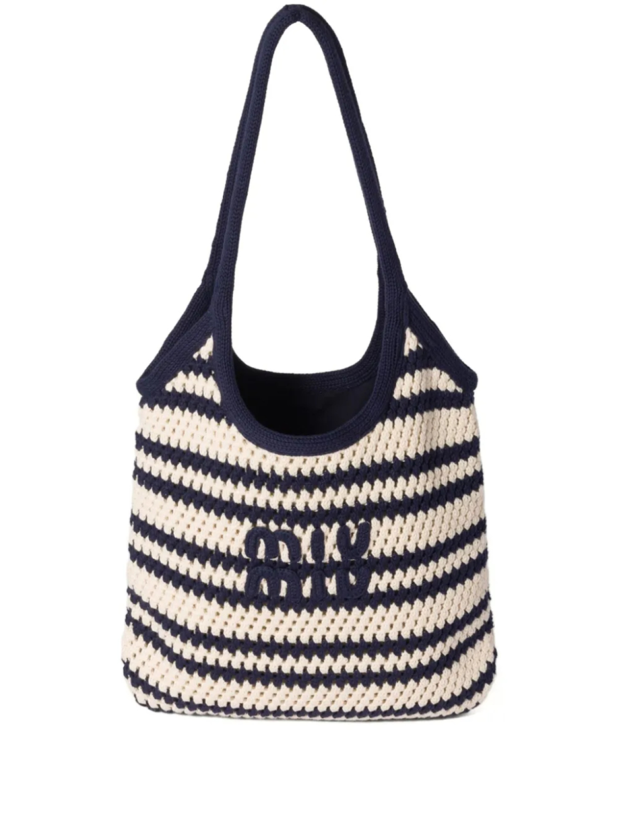 Miu Miu полосатая сумка-тоут Ivy в технике кроше, синий
Miu Miu полосатая сумка-тоут Ivy в технике кроше, синий