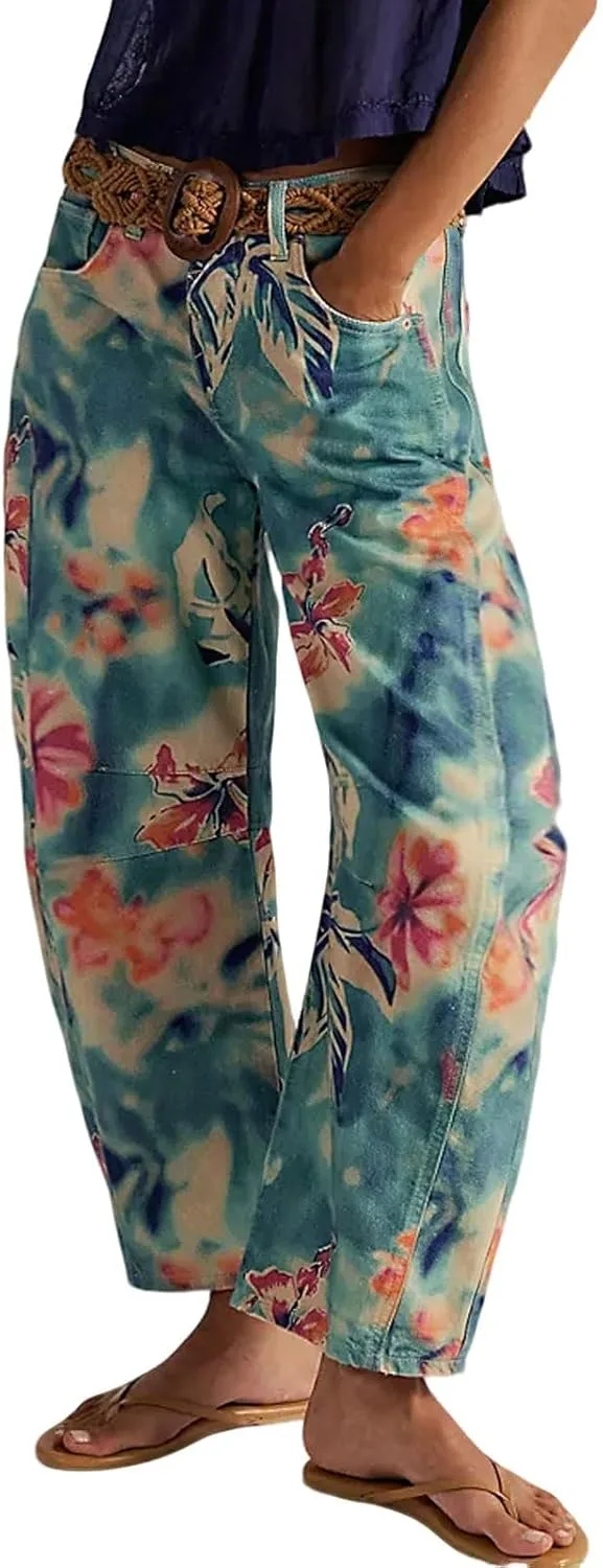 Женские джинсы с цветочным принтом, мешковатые с широкими штанинами и средней посадкой YTINGNICE
Женские джинсы с цветочным принтом, мешковатые с широкими штанинами и средней посадкой YTINGNICE